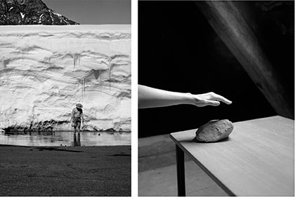 Photo left: From the series “At Home We Belong”, © Inuuteq Storch; Photo right: “Hand over Stone”, © Lotte Floe Christensen